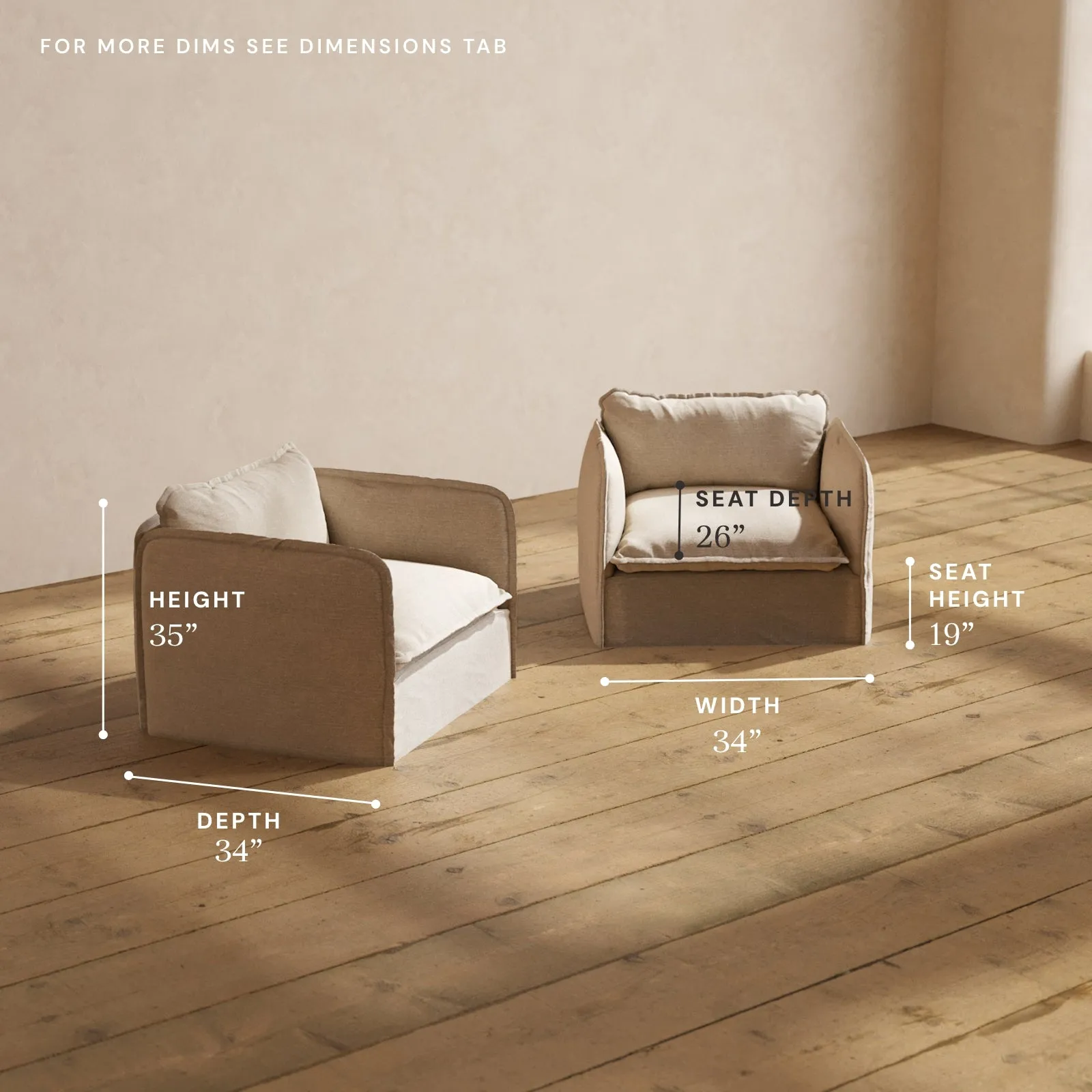 Modular Performance Armchair Set in Oat | Relaxed Blend