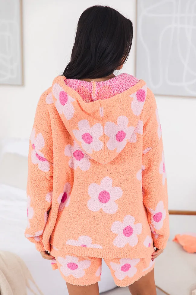 Movies and Chill Fuzzy Orange and Pink Flower Hoodie FINAL SALE