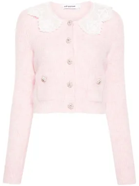 Pink Fluffy Rib Knit Cardigan