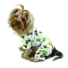 Playful Dinosaur Flannel Dog Pajamas