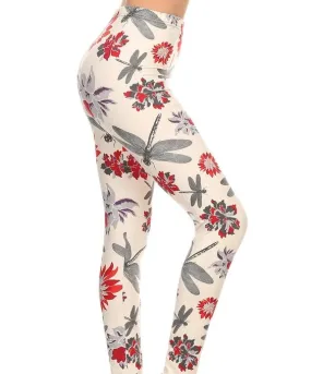 "Ivory Dragonflies" Leggings