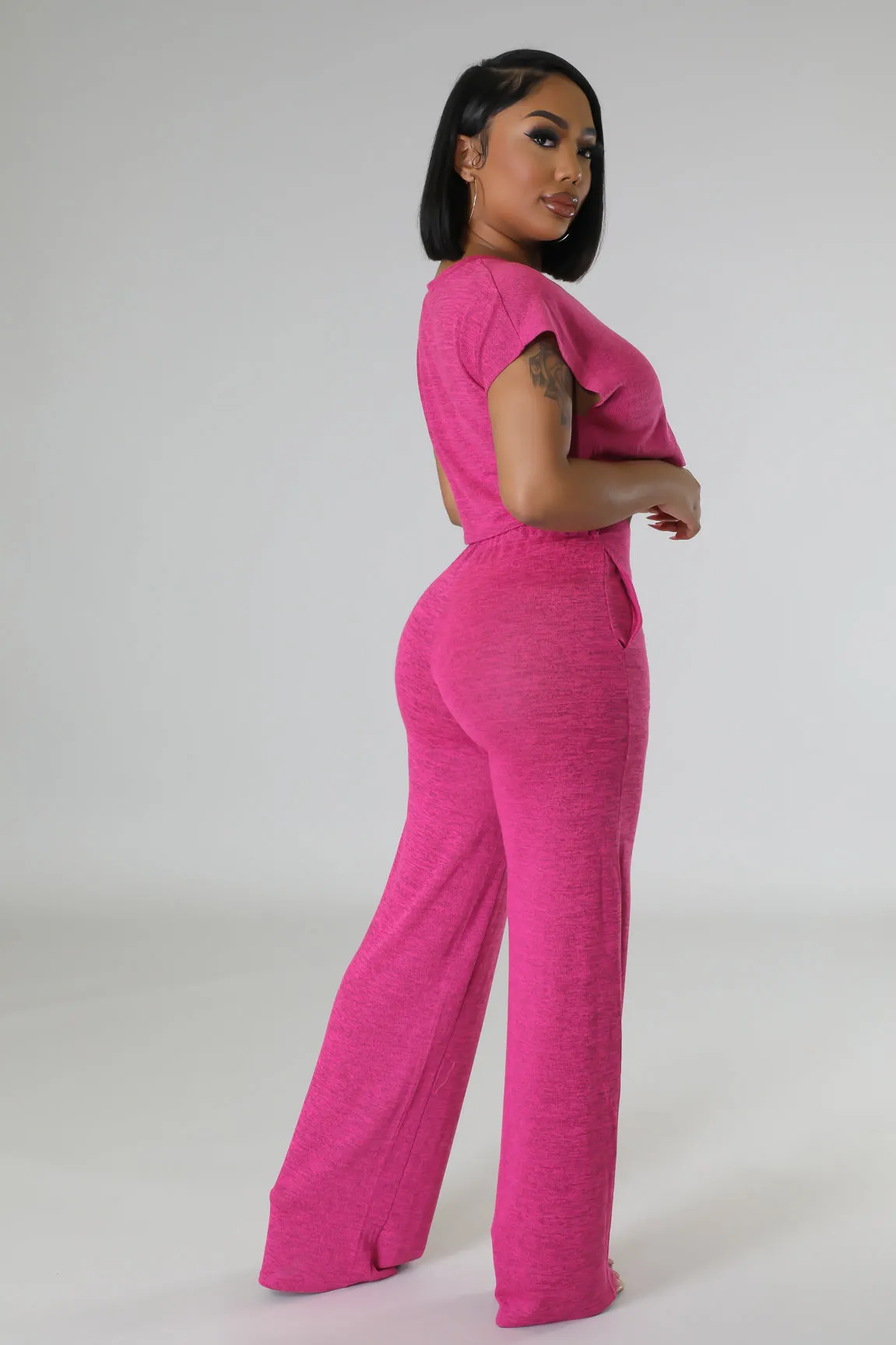 RELAXED PANT SET | HOT PINK