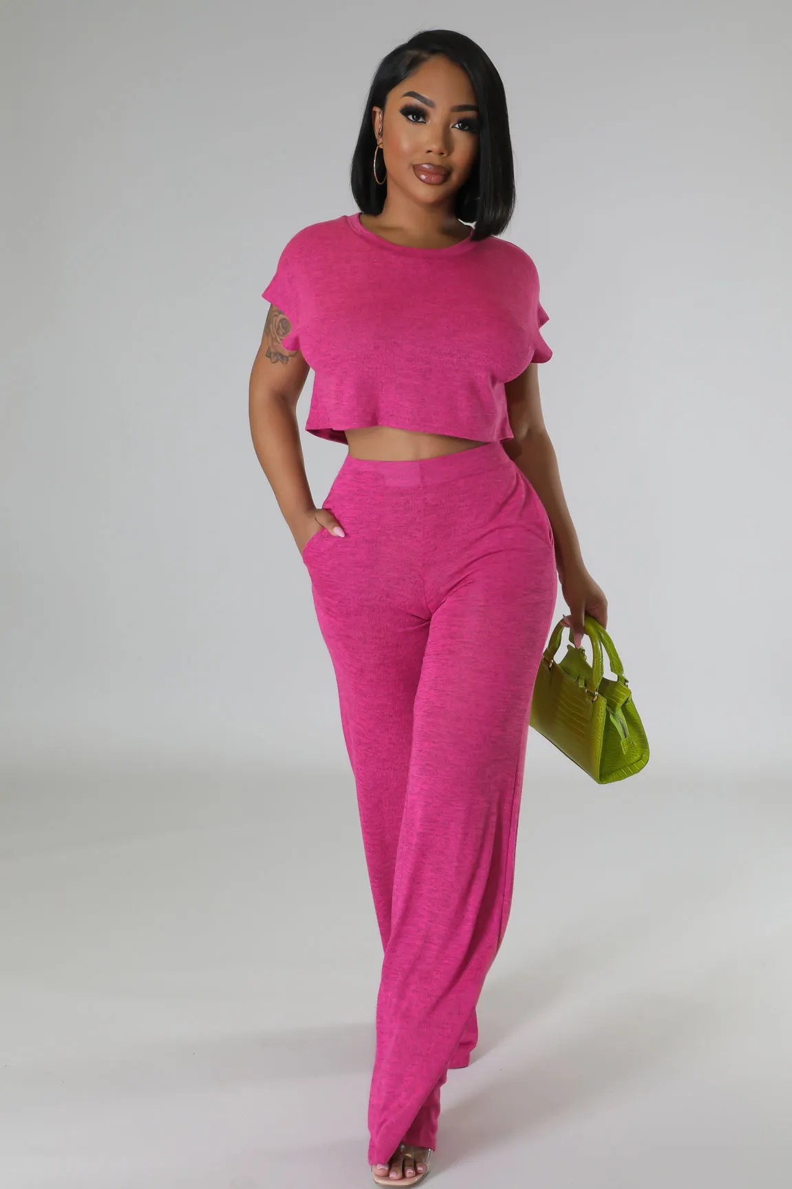 RELAXED PANT SET | HOT PINK