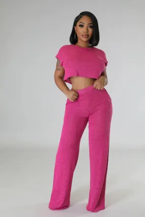 RELAXED PANT SET | HOT PINK