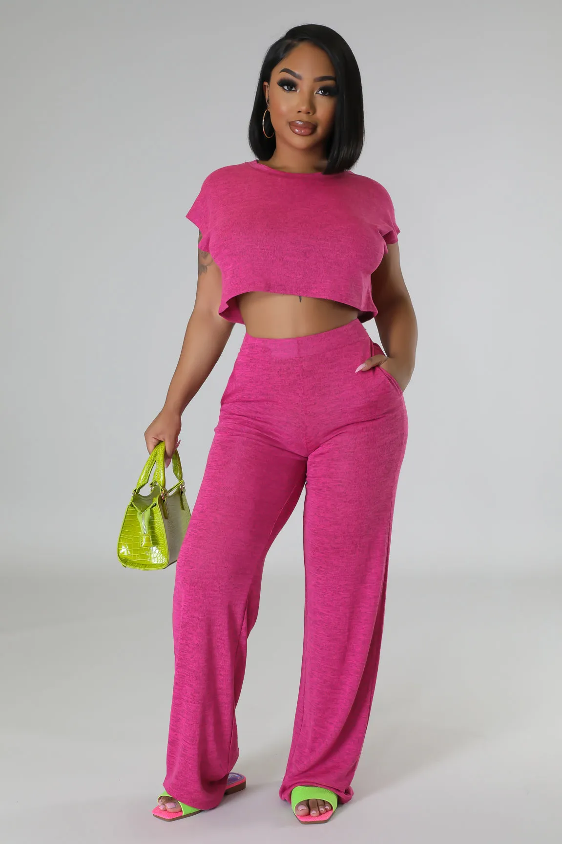 RELAXED PANT SET | HOT PINK