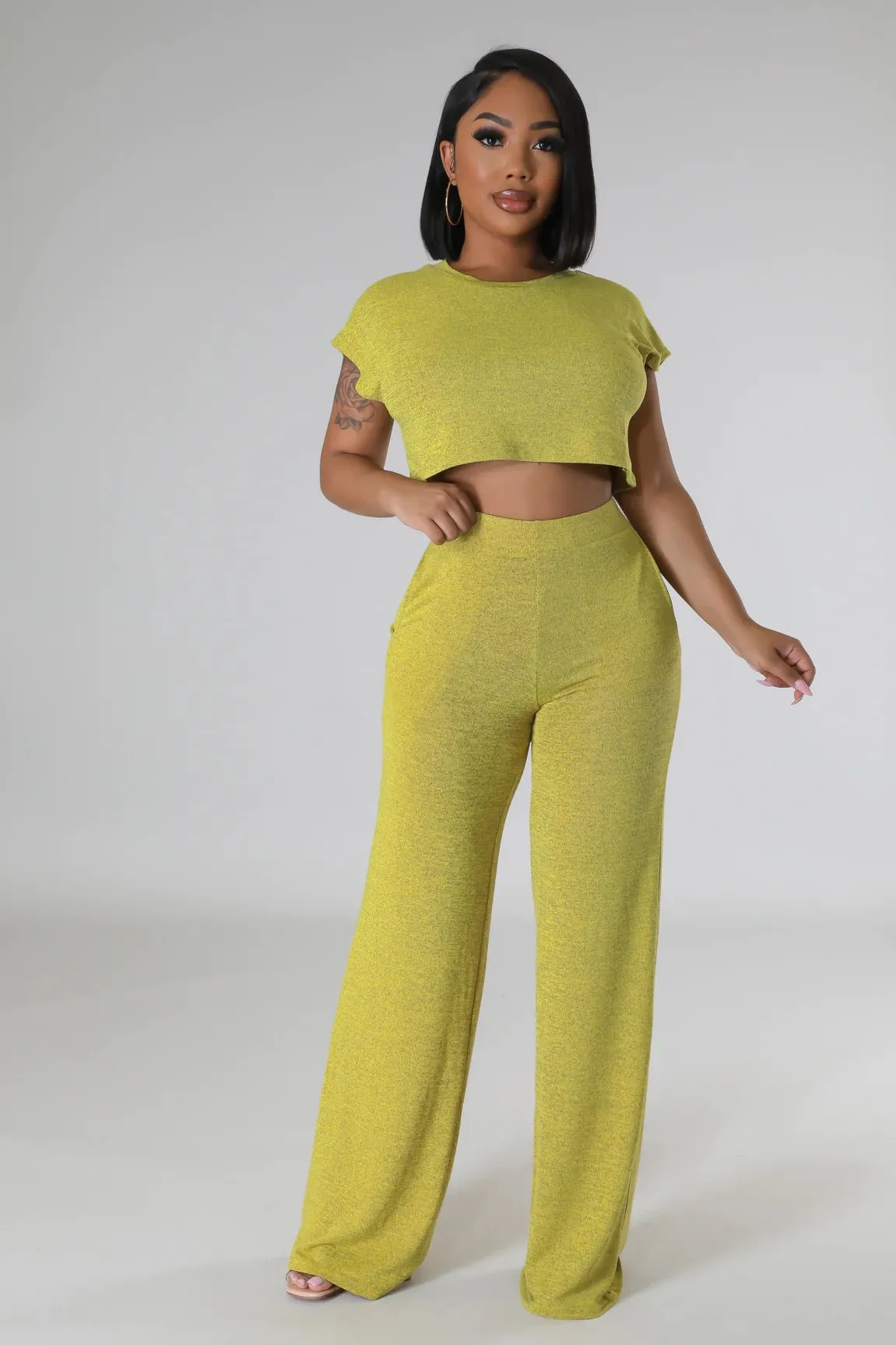 RELAXED PANT SET | LIME