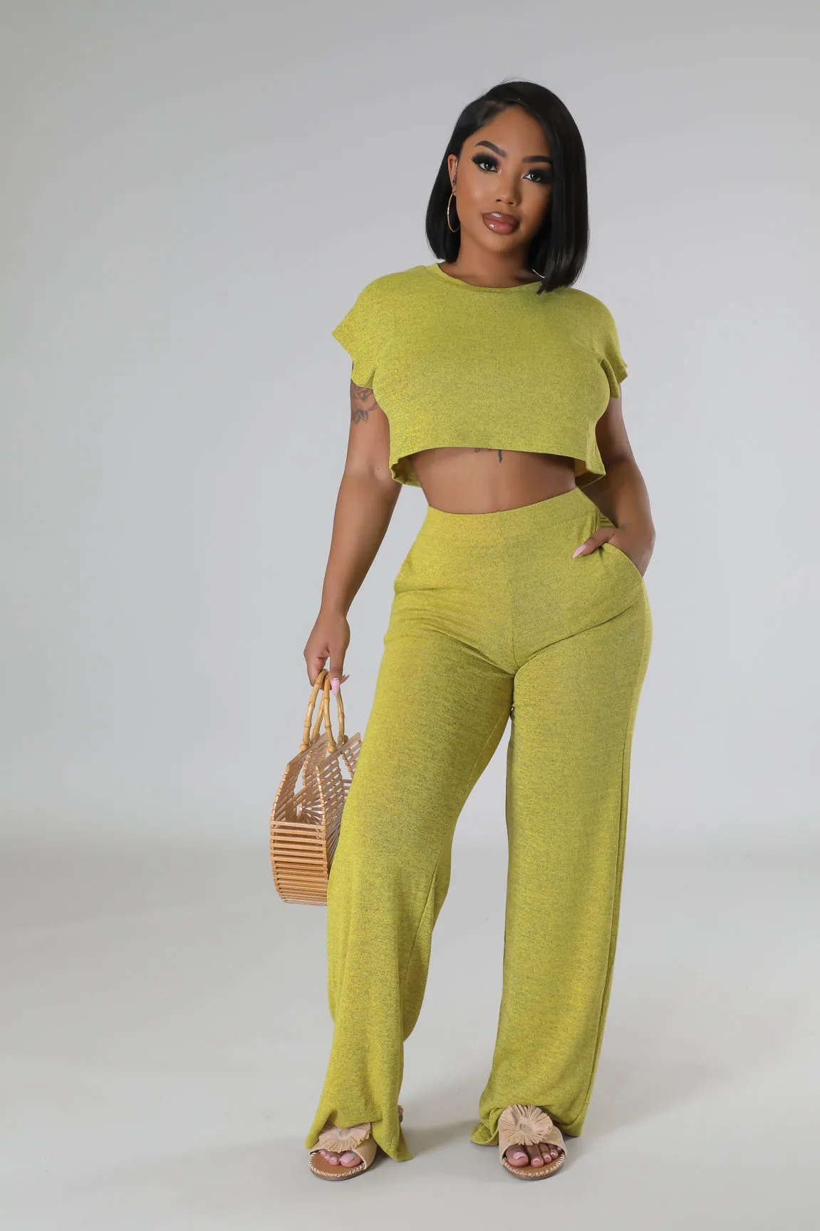 RELAXED PANT SET | LIME