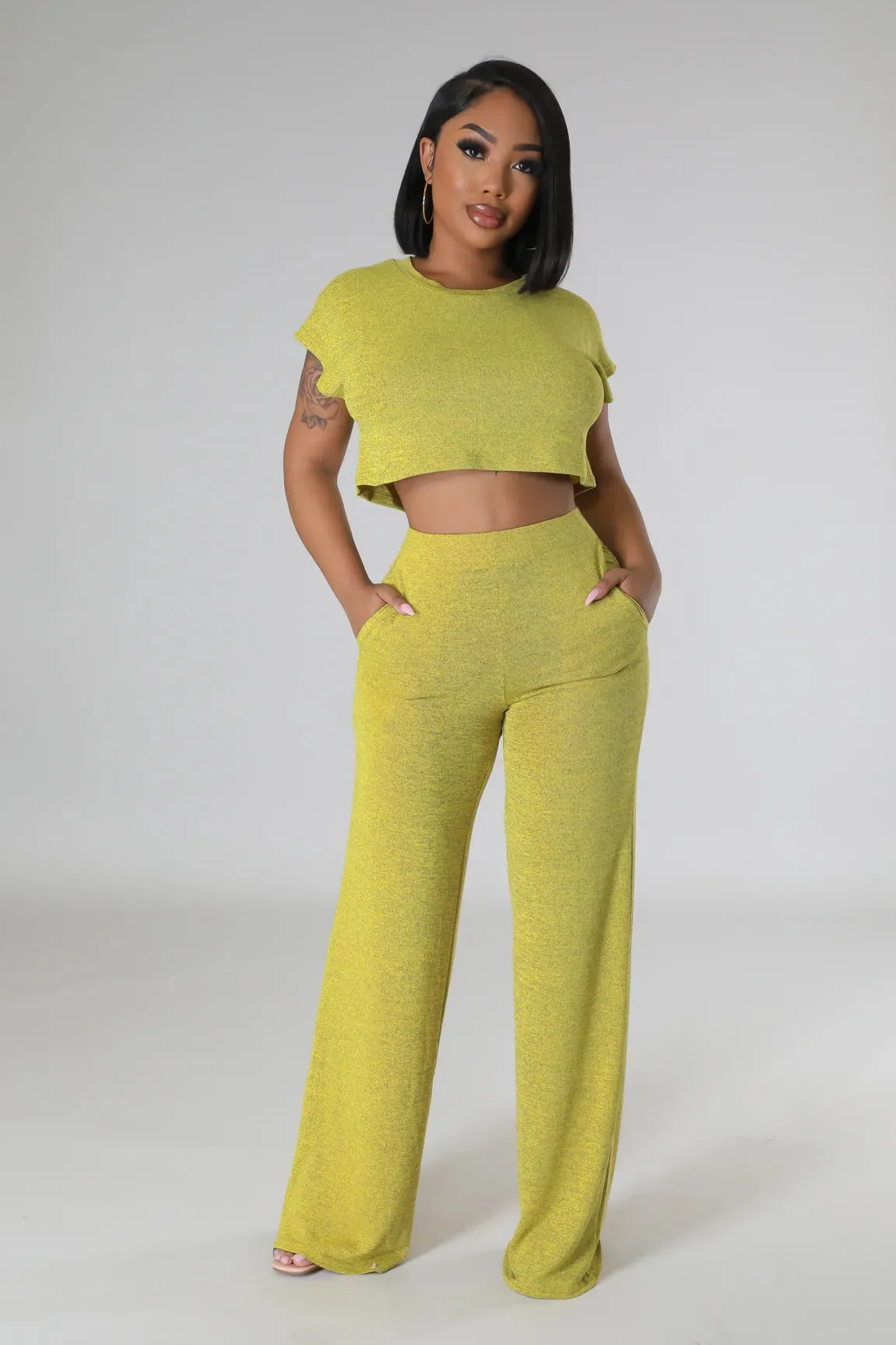 RELAXED PANT SET | LIME