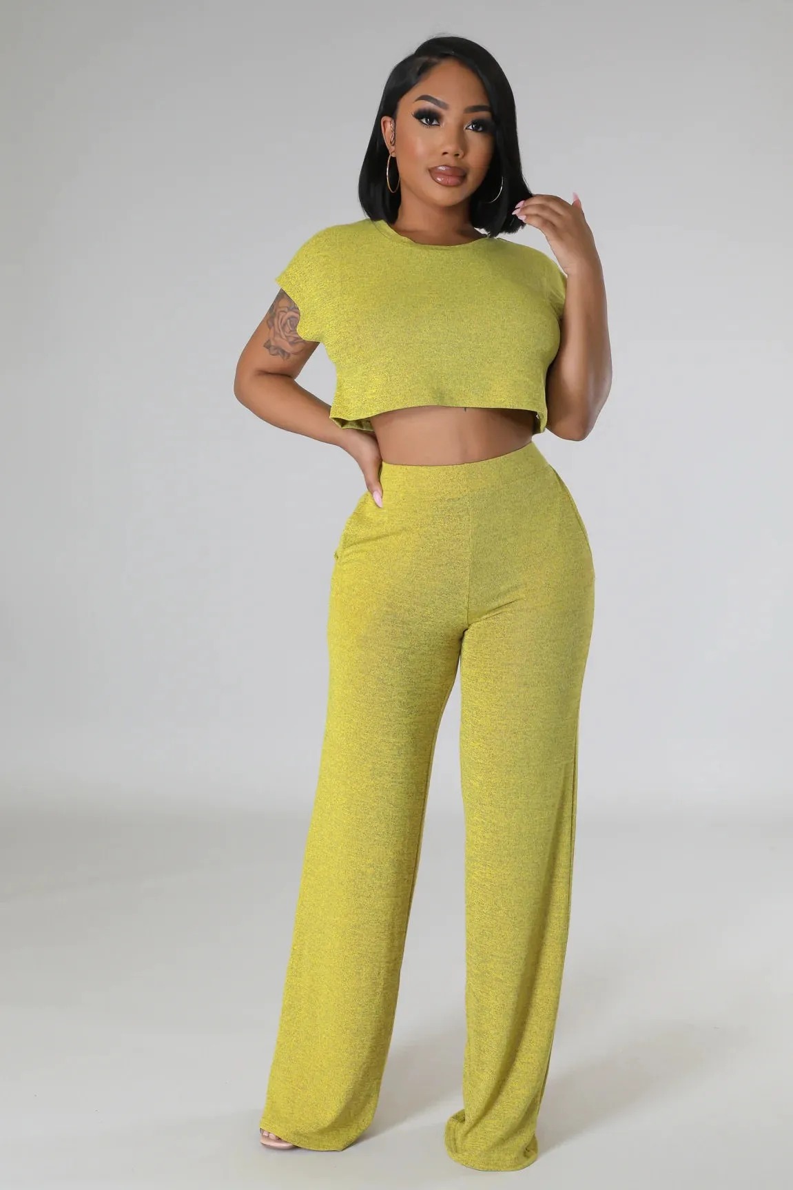 RELAXED PANT SET | LIME