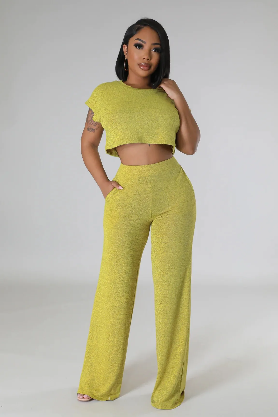 RELAXED PANT SET | LIME