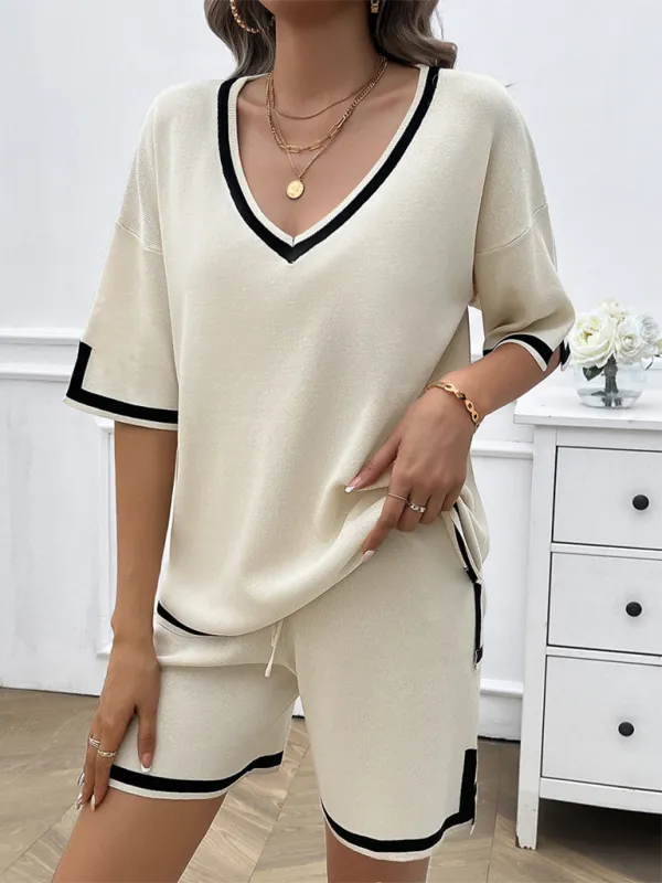 Relaxed Solid T-shirt and Shorts Set for Women