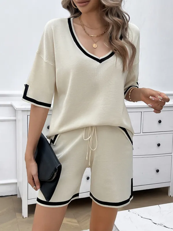 Relaxed Solid T-shirt and Shorts Set for Women