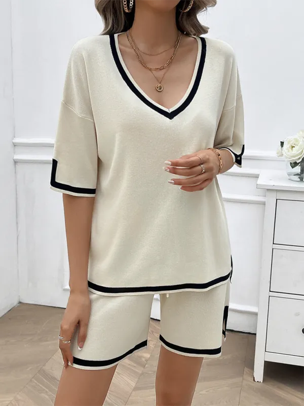 Relaxed Solid T-shirt and Shorts Set for Women