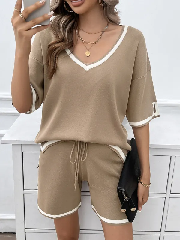 Relaxed Solid T-shirt and Shorts Set for Women