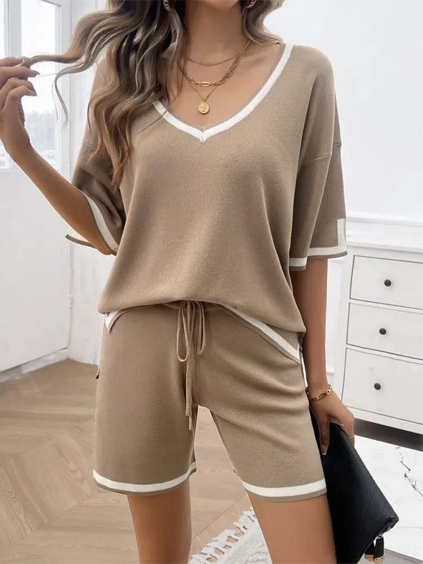 Relaxed Solid T-shirt and Shorts Set for Women