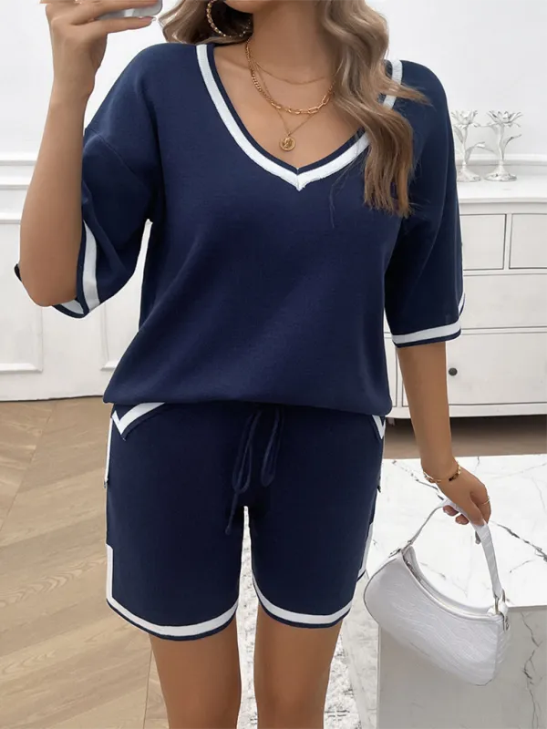 Relaxed Solid T-shirt and Shorts Set for Women