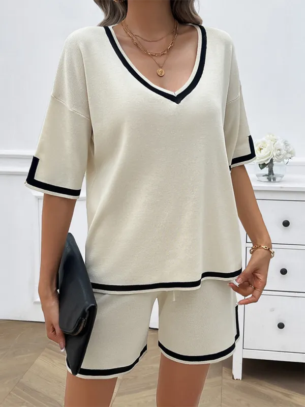 Relaxed Solid T-shirt and Shorts Set for Women