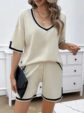 Relaxed Solid T-shirt and Shorts Set for Women