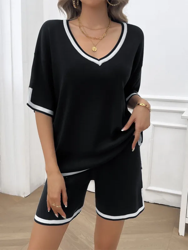 Relaxed Solid T-shirt and Shorts Set for Women