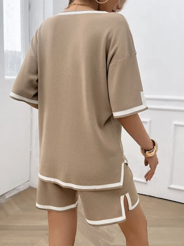 Relaxed Solid T-shirt and Shorts Set for Women