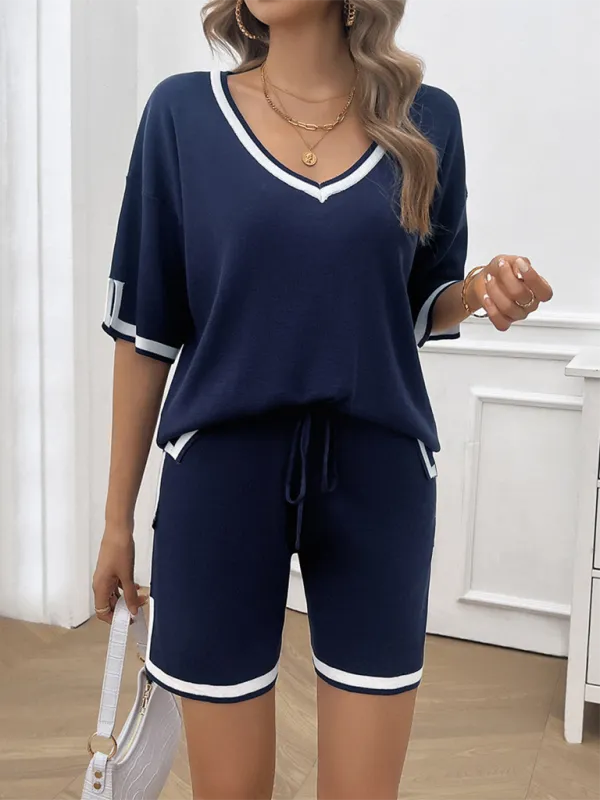 Relaxed Solid T-shirt and Shorts Set for Women