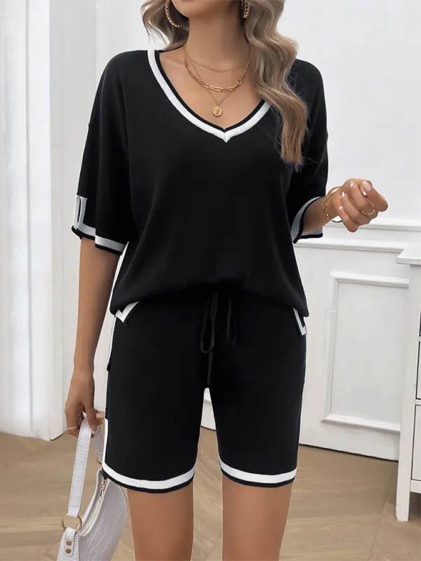 Relaxed Solid T-shirt and Shorts Set for Women