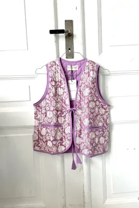 Reversible lilac floral quilted vest