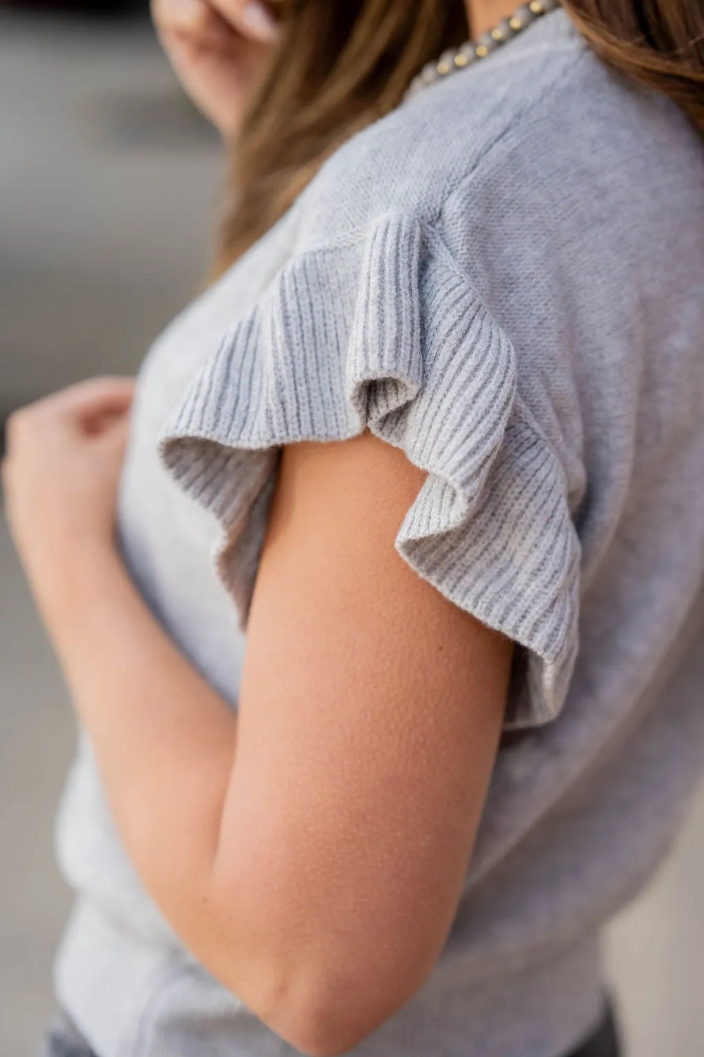 Ribbed Ruffle Knit Tee