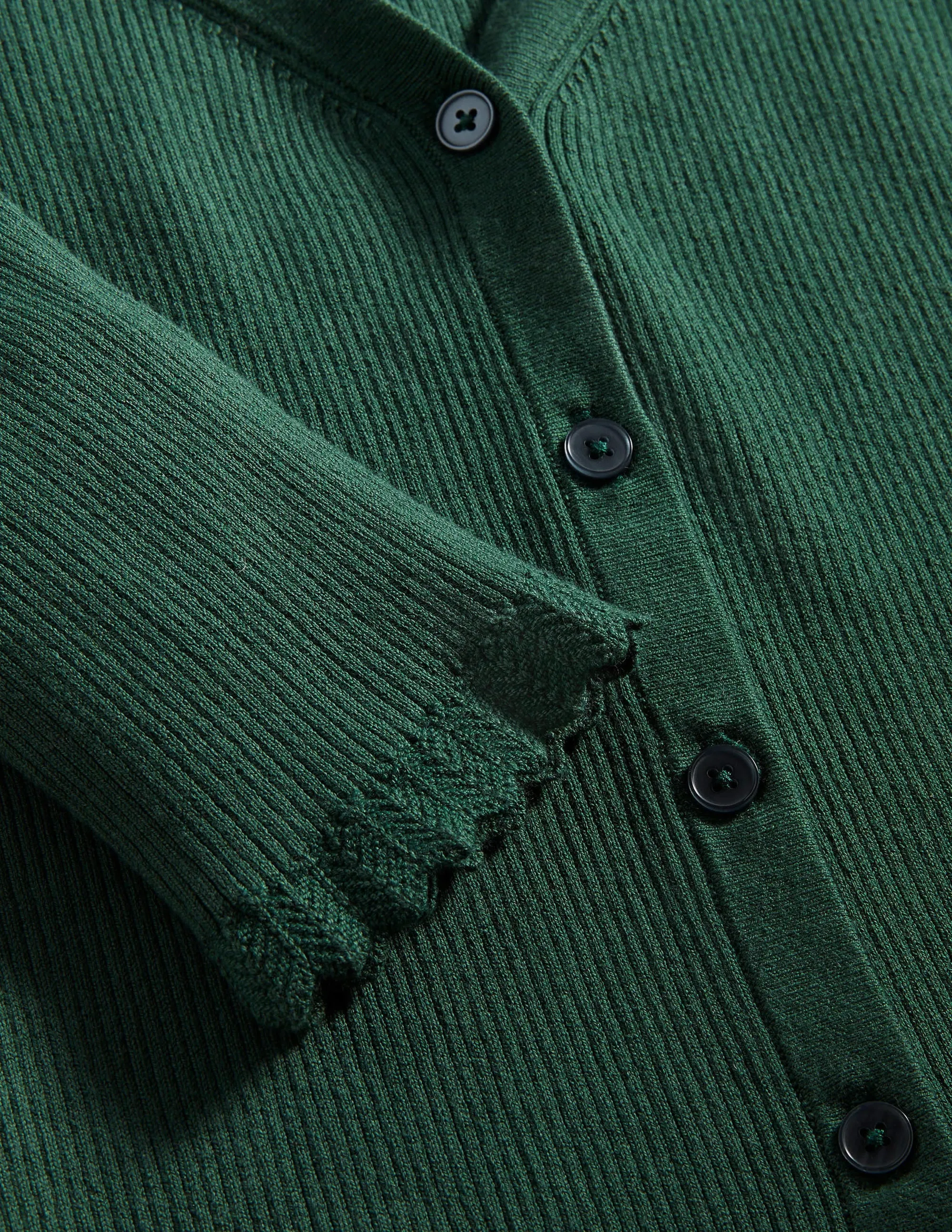 Ribbed Sweetheart Cardigan-Trekking Green