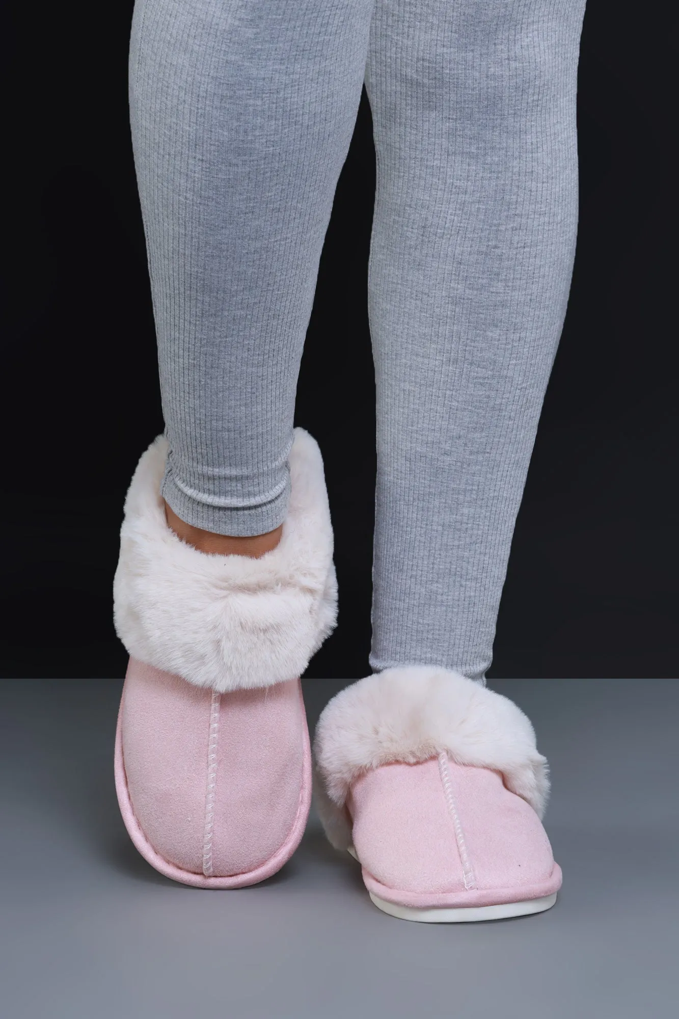 Stay Sweet Faux Fur Suede Slides - Pink