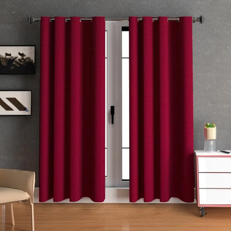 Tatum Punchin Semi Sheer Curtain (Red) - Set Of Two