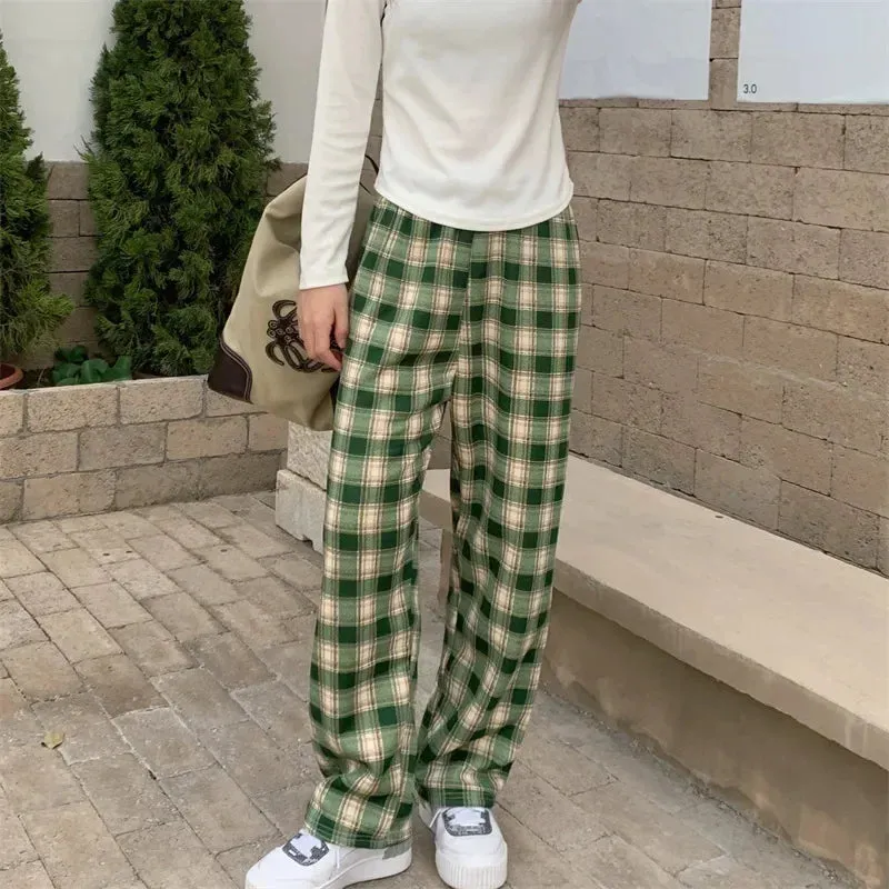 Trendy Women's Plaid Loungewear Pants - Plush Lined Sleepwear