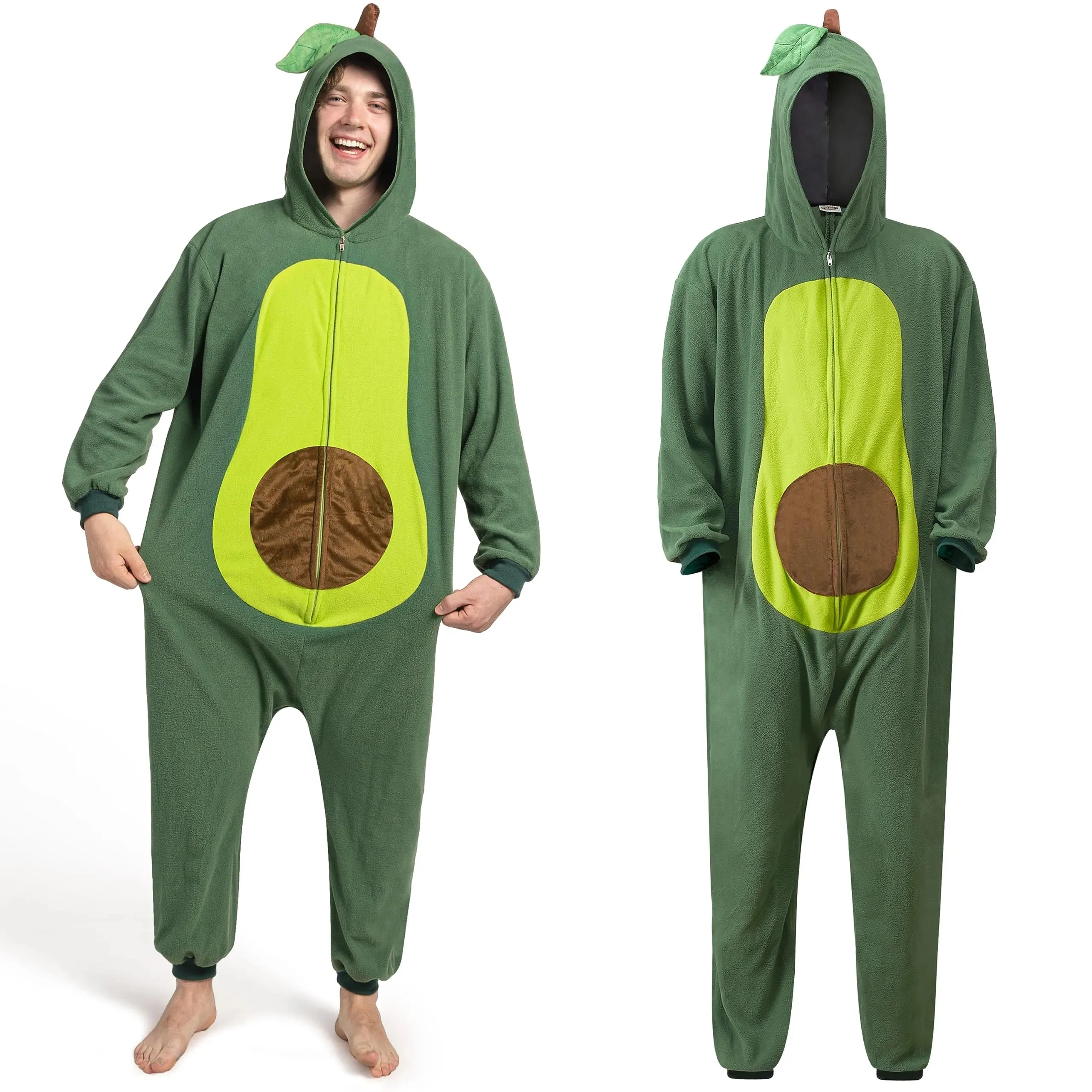 Unisex Adult Pineapple Avocado Pajama Plush Jumpsuit