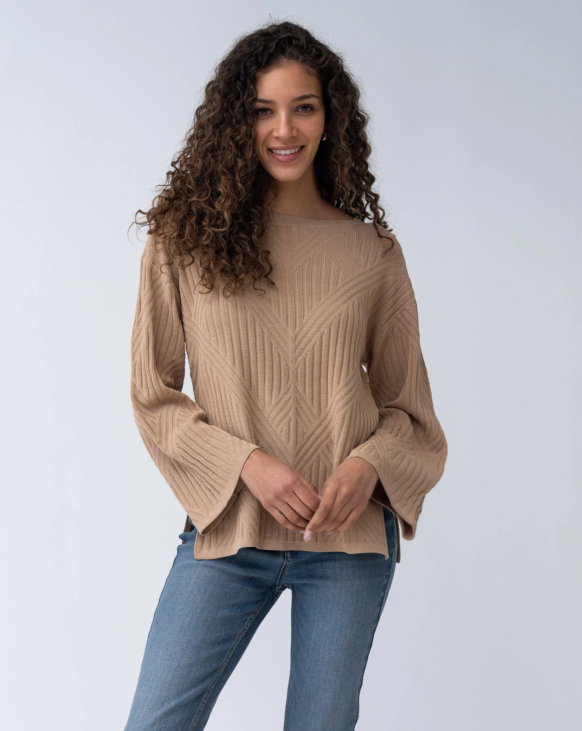 Voluminous Sleeve Ribbed Sweater