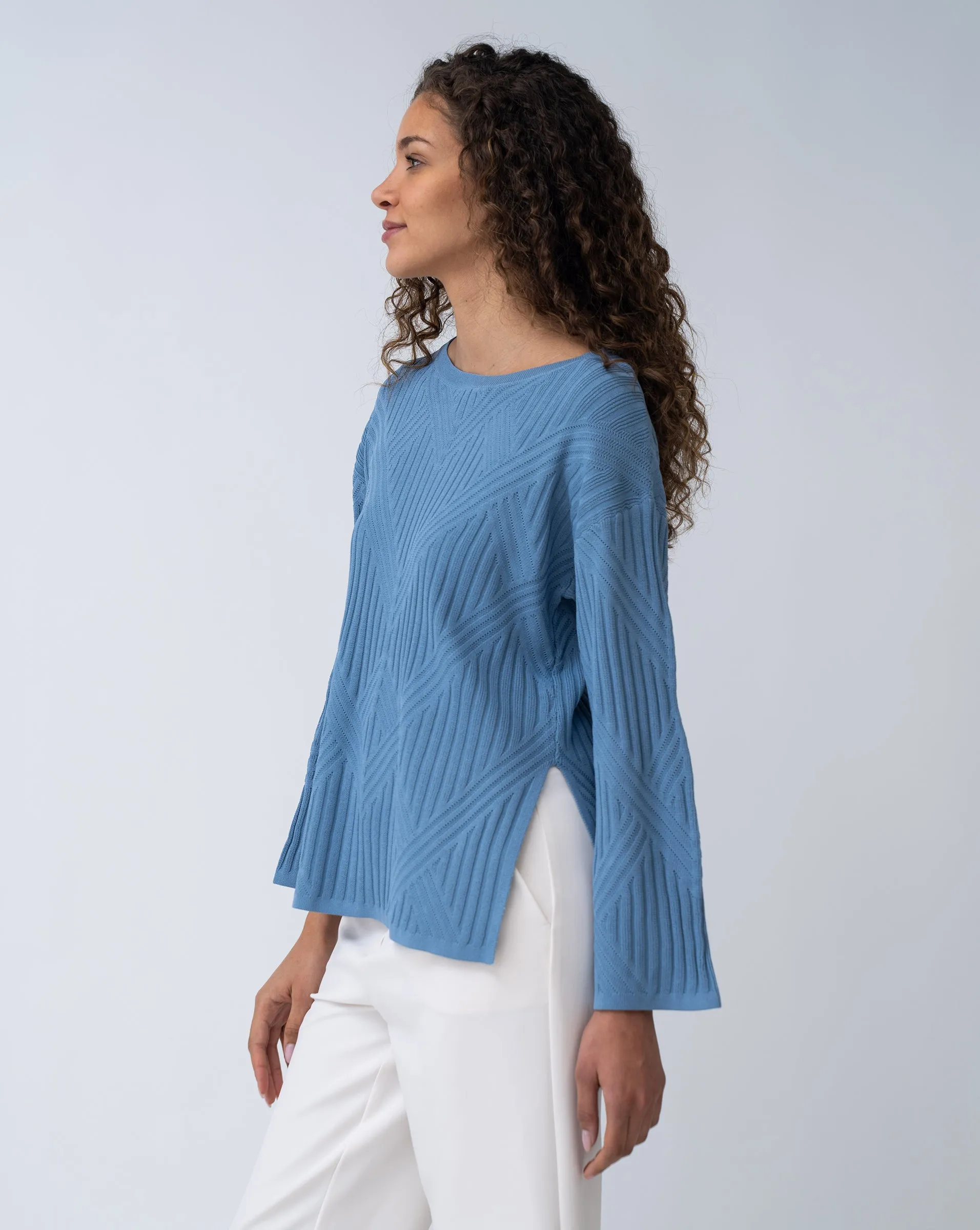 Voluminous Sleeve Ribbed Sweater