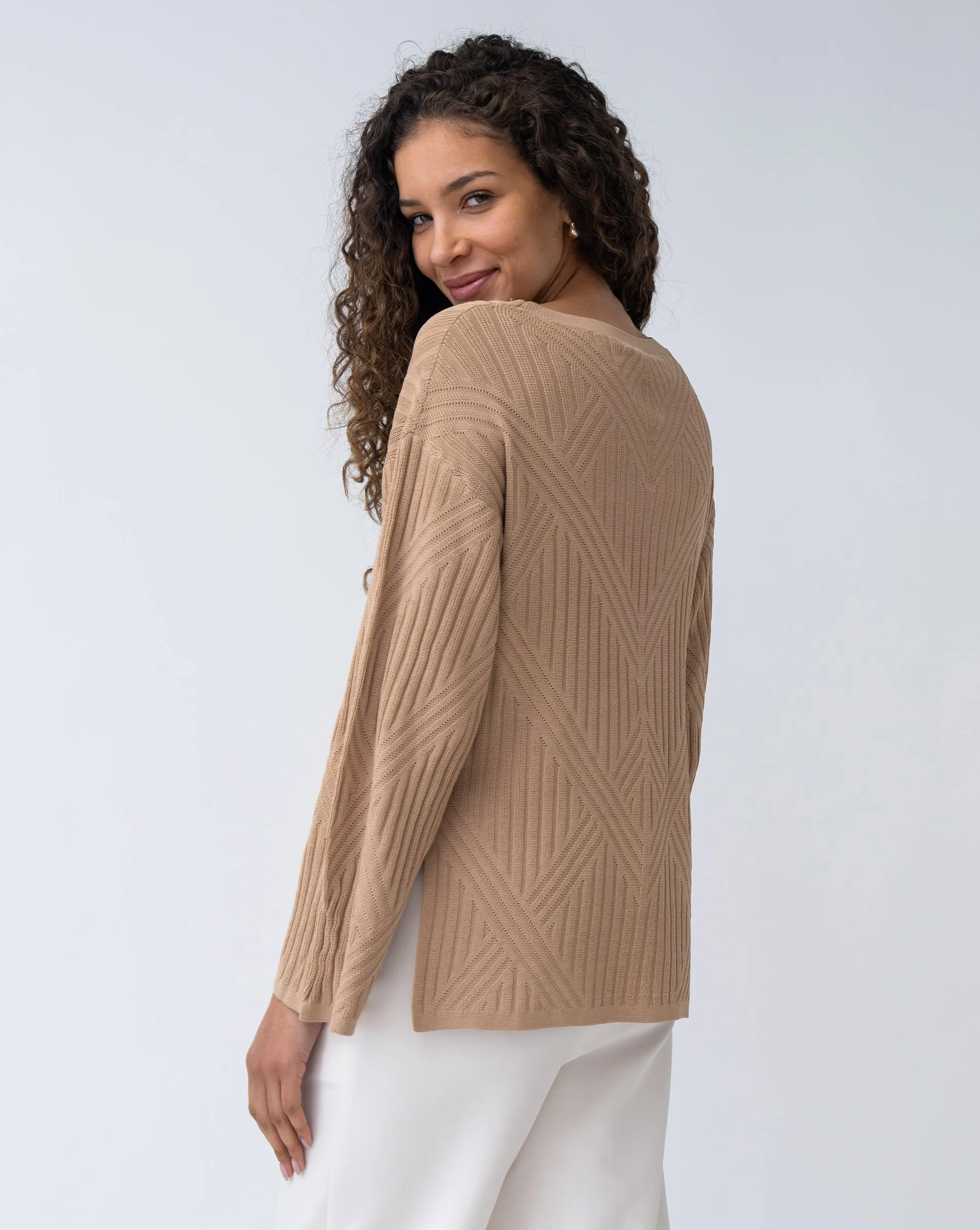 Voluminous Sleeve Ribbed Sweater