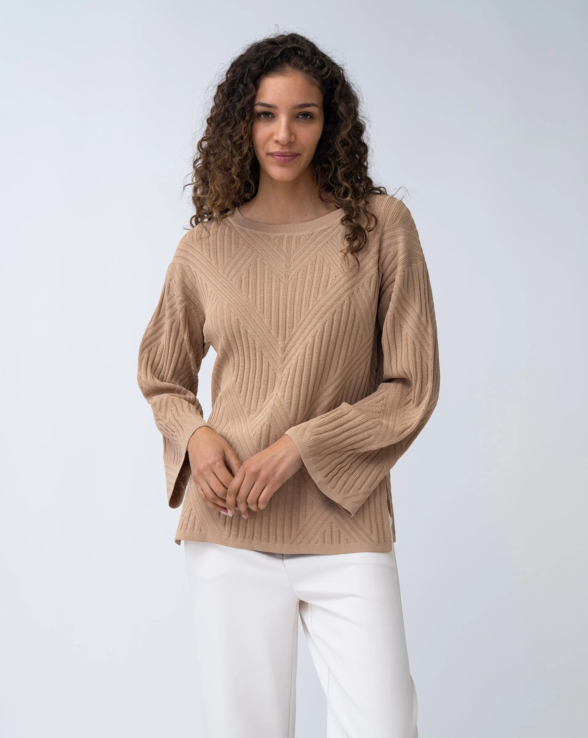 Voluminous Sleeve Ribbed Sweater