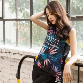 Women Letter Printed Breathable  Yoga Top