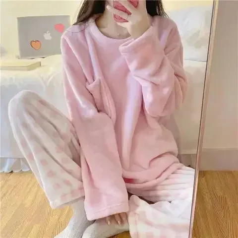 Women's Fleece Pajamas - Cute Animal Print Sleepwear Set