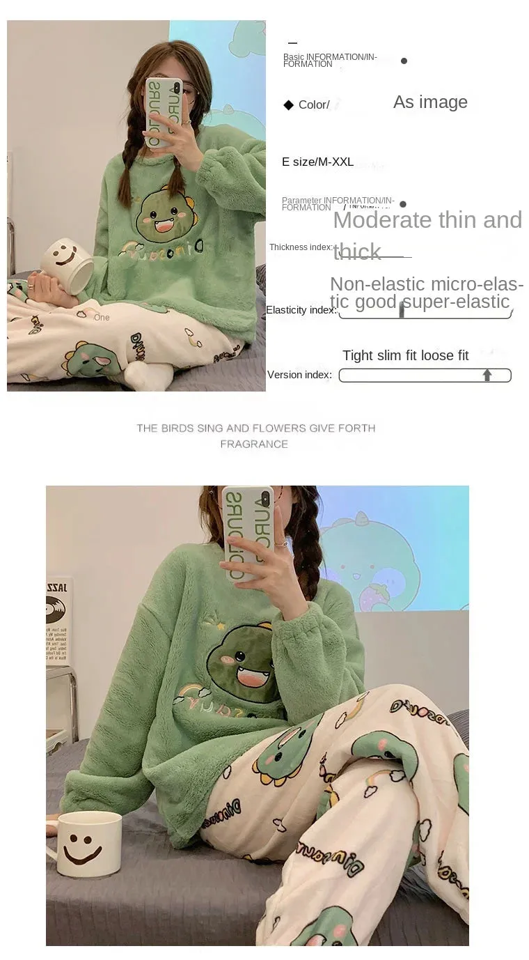 Women's Fleece Pajamas - Cute Animal Print Sleepwear Set