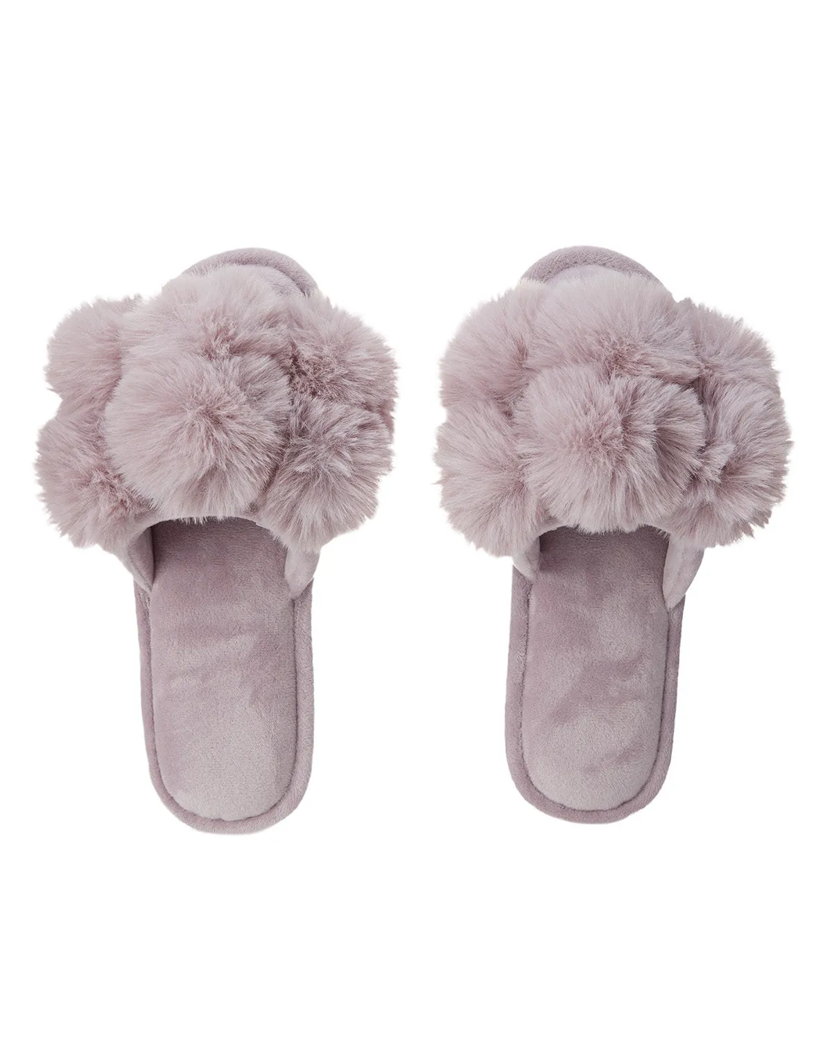 Women's Luxe Pom-Pom Memory Foam Plush Slippers