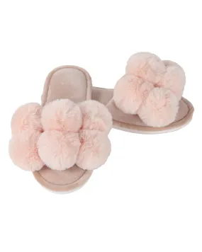 Women's Luxe Pom-Pom Memory Foam Plush Slippers