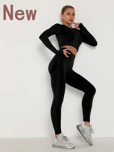 Women's Sets Skinny Tracksuit Breathable Bra Long Sleeve Top